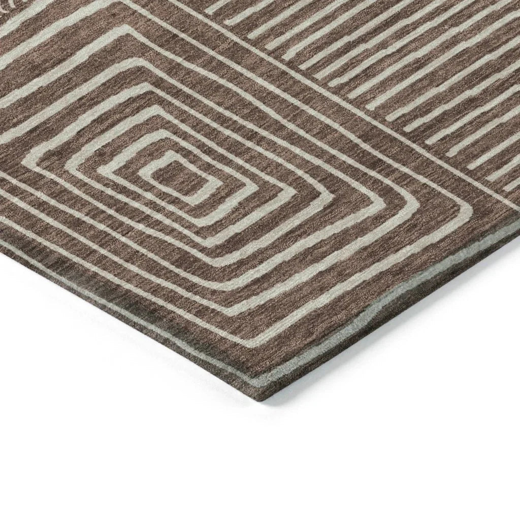 LOOMLAN Rugs Junia Brown Washable Indoor-Outdoor Rug