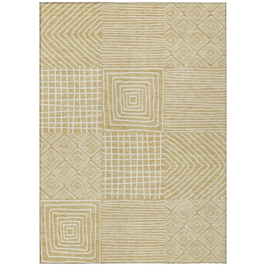 LOOMLAN Rugs Junia Gold Washable Indoor-Outdoor Rug