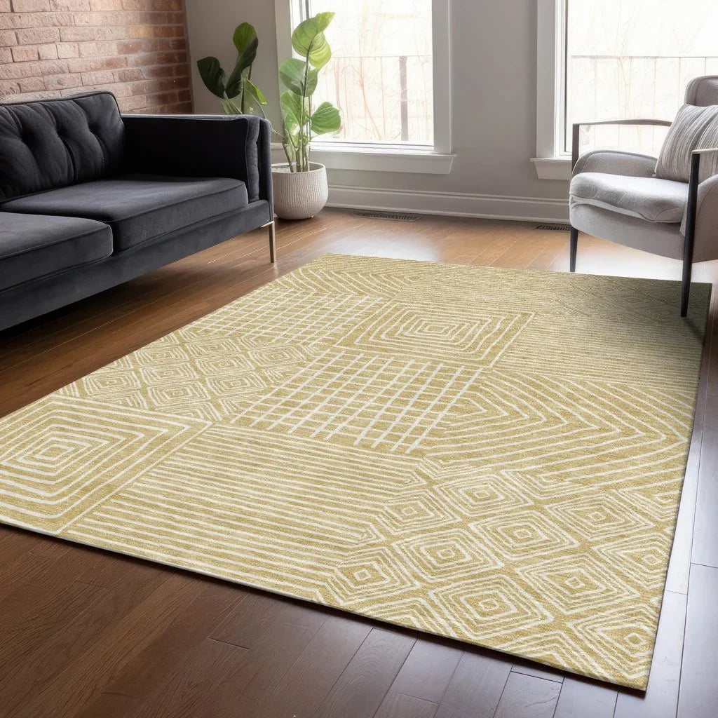 LOOMLAN Rugs Junia Gold Washable Indoor-Outdoor Rug