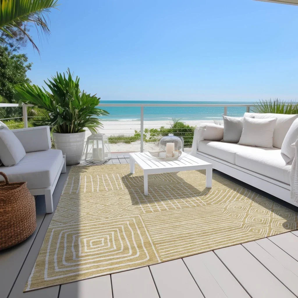 LOOMLAN Rugs Junia Gold Washable Indoor-Outdoor Rug