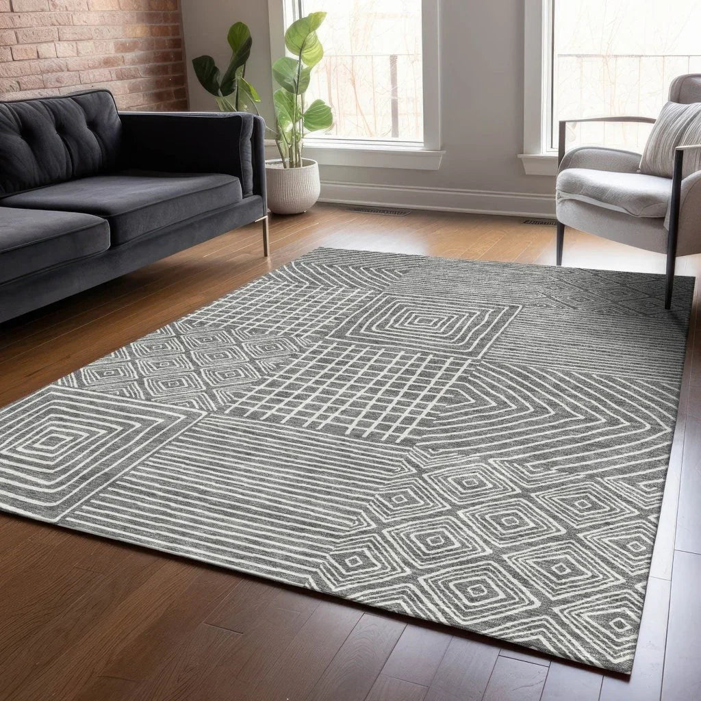 LOOMLAN Rugs Junia Gray Washable Indoor-Outdoor Rug