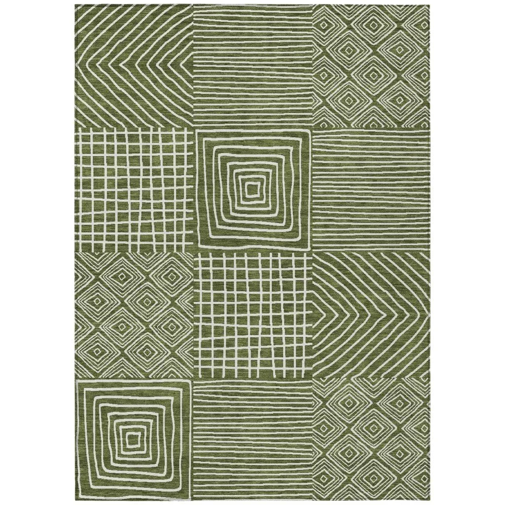 LOOMLAN Rugs Junia Green Washable Indoor-Outdoor Rug