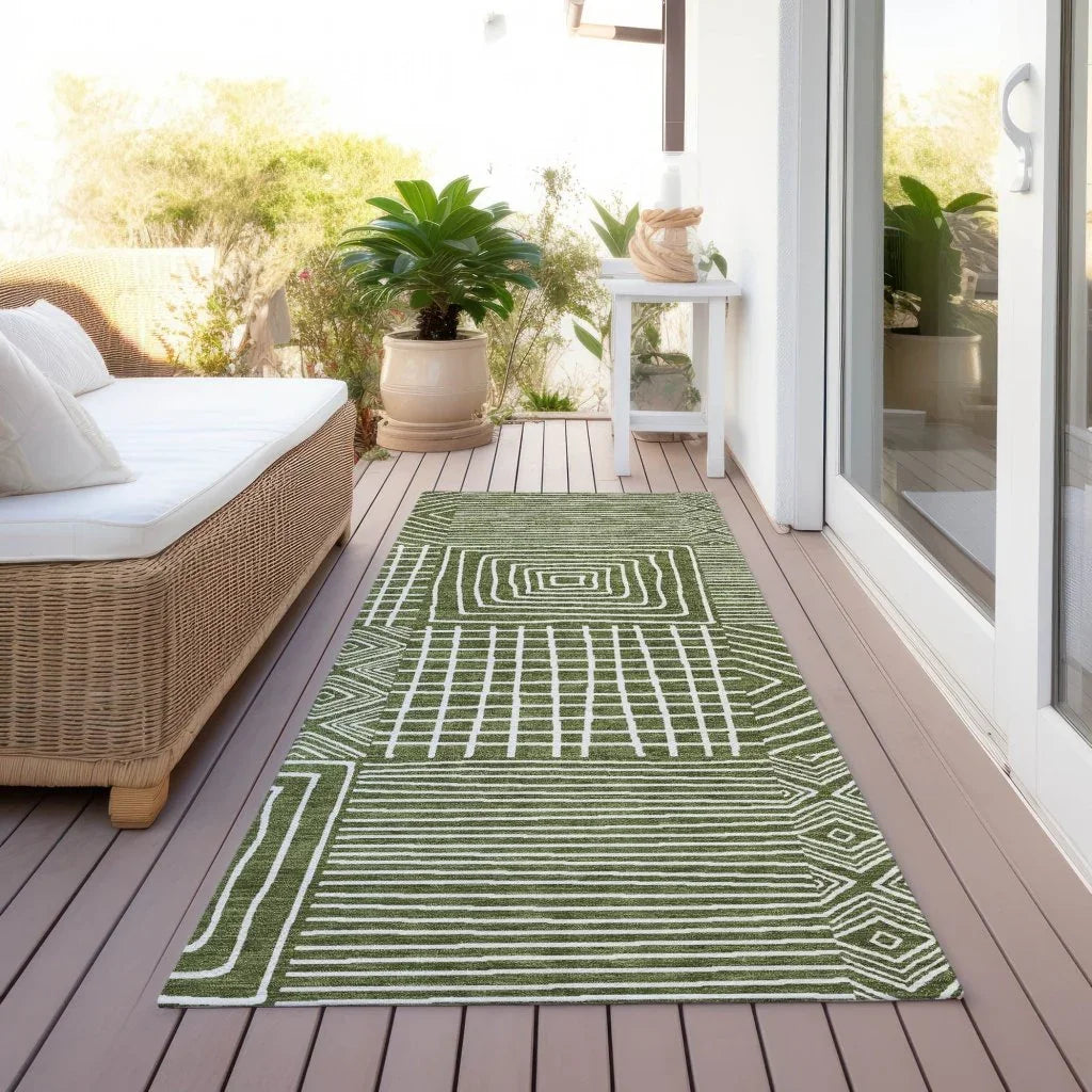 LOOMLAN Rugs Junia Green Washable Indoor-Outdoor Rug