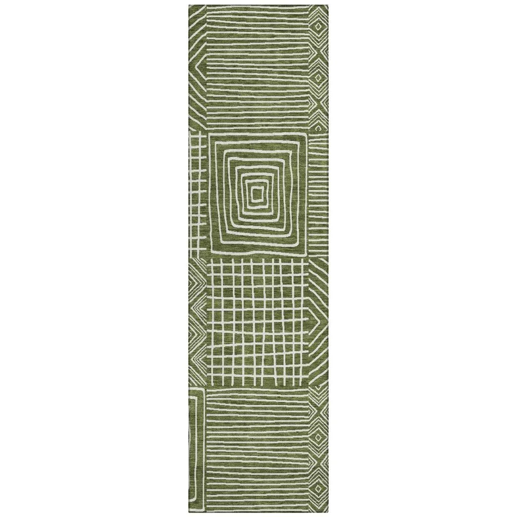 LOOMLAN Rugs Junia Green Washable Indoor-Outdoor Rug