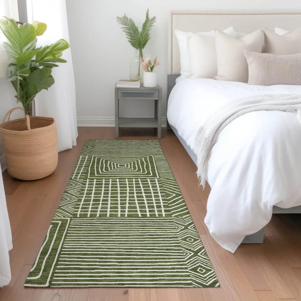 LOOMLAN Rugs Junia Green Washable Indoor-Outdoor Rug