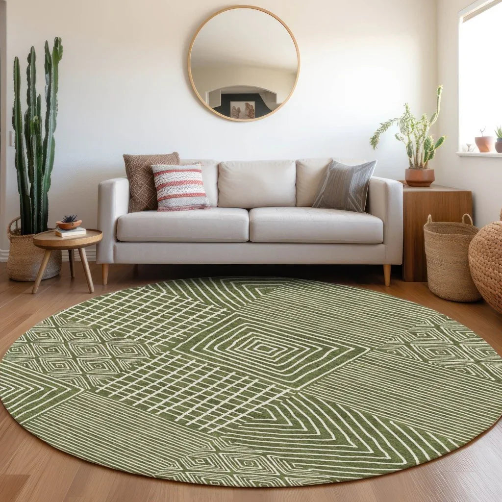 LOOMLAN Rugs Junia Green Washable Indoor-Outdoor Rug