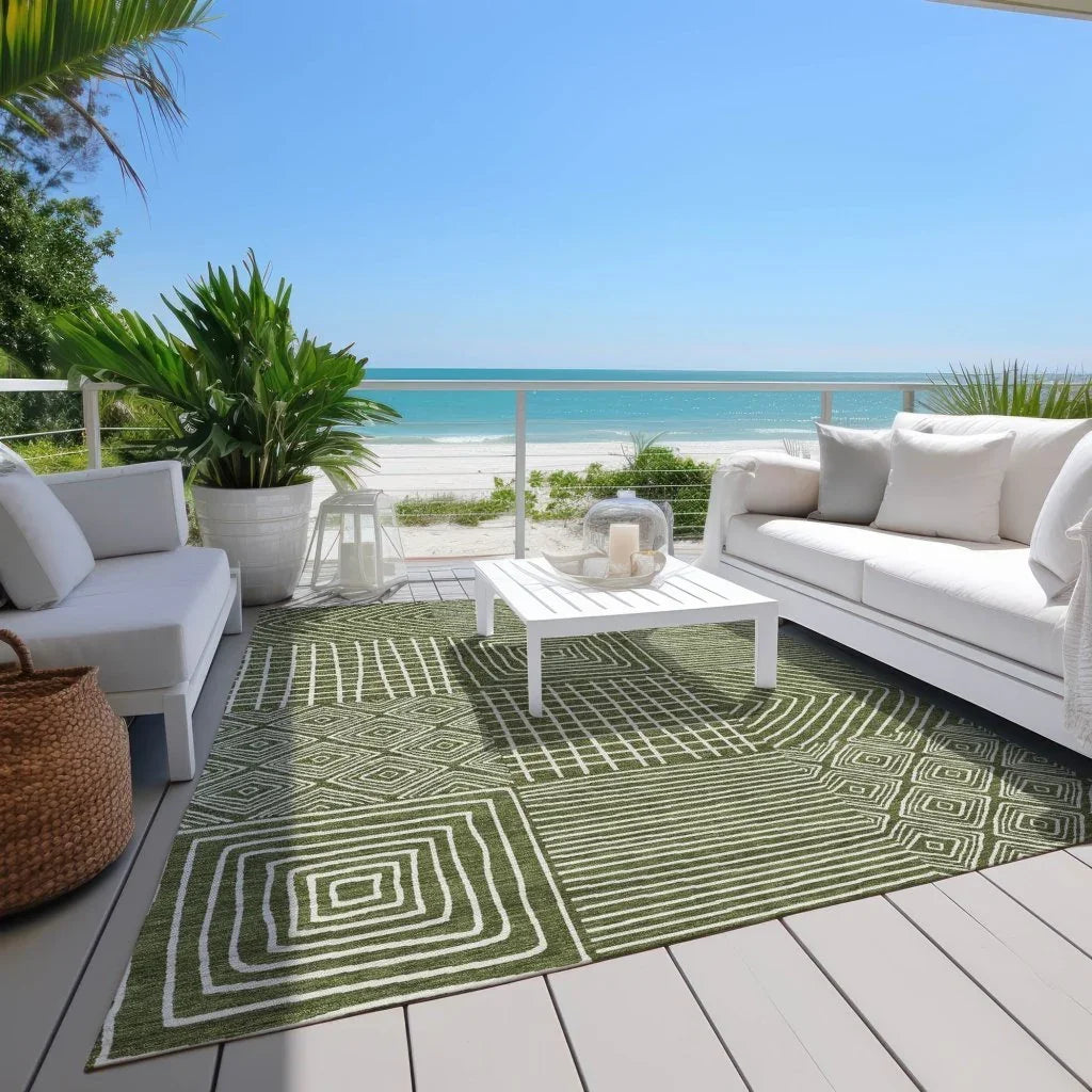 LOOMLAN Rugs Junia Green Washable Indoor-Outdoor Rug