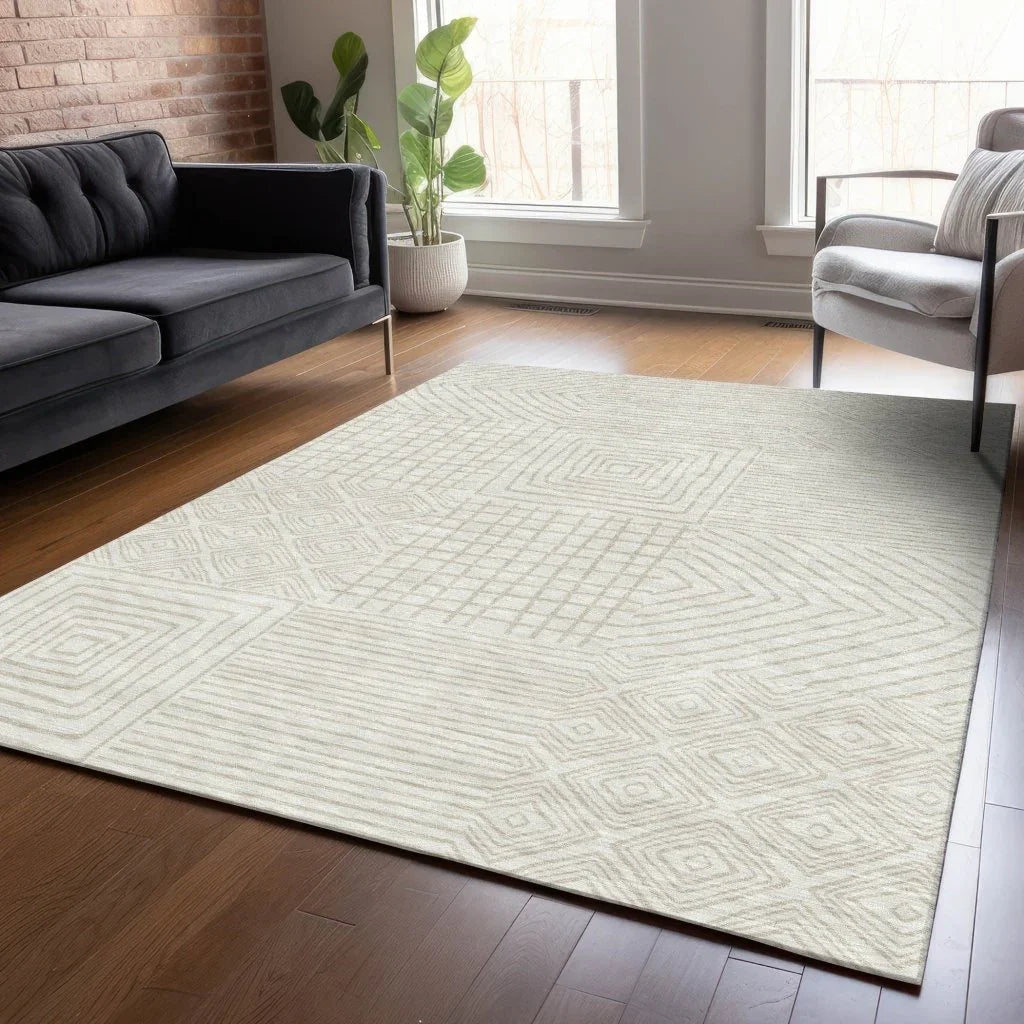 LOOMLAN Rugs Junia Ivory Washable Indoor-Outdoor Rug