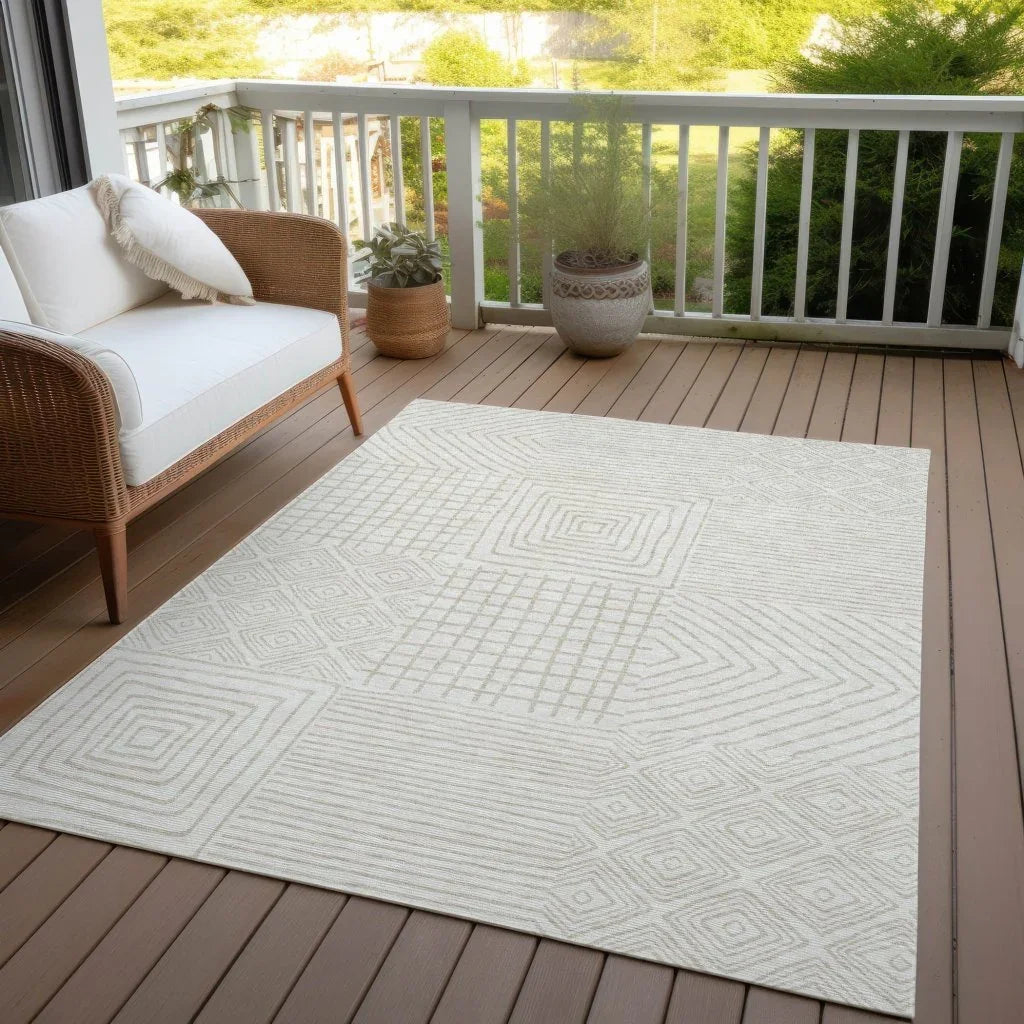 LOOMLAN Rugs Junia Ivory Washable Indoor-Outdoor Rug