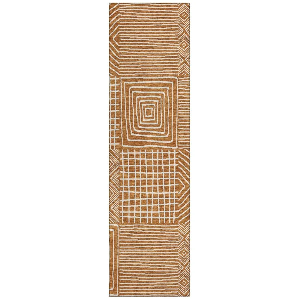 LOOMLAN Rugs Junia Orange Washable Indoor-Outdoor Rug