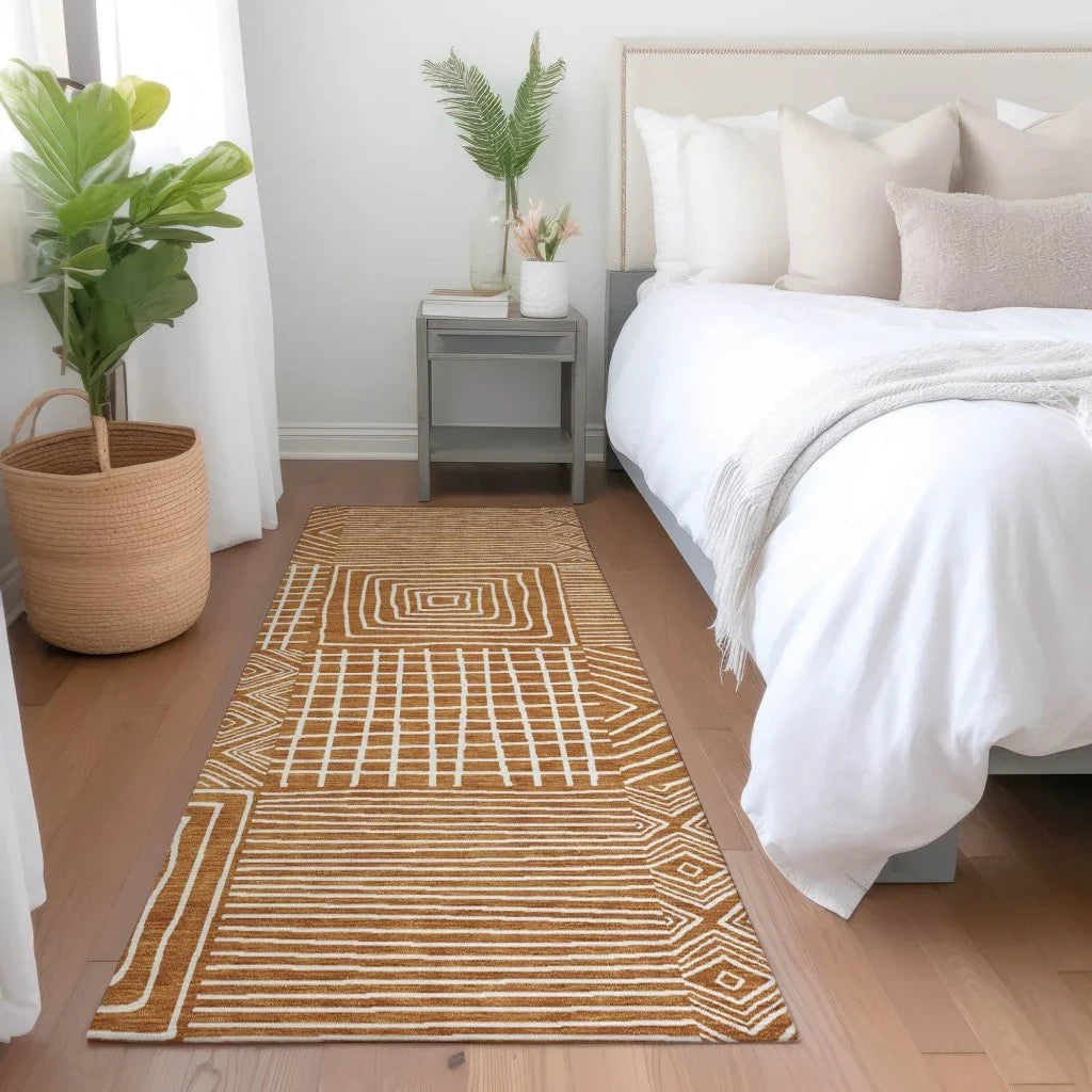 LOOMLAN Rugs Junia Orange Washable Indoor-Outdoor Rug