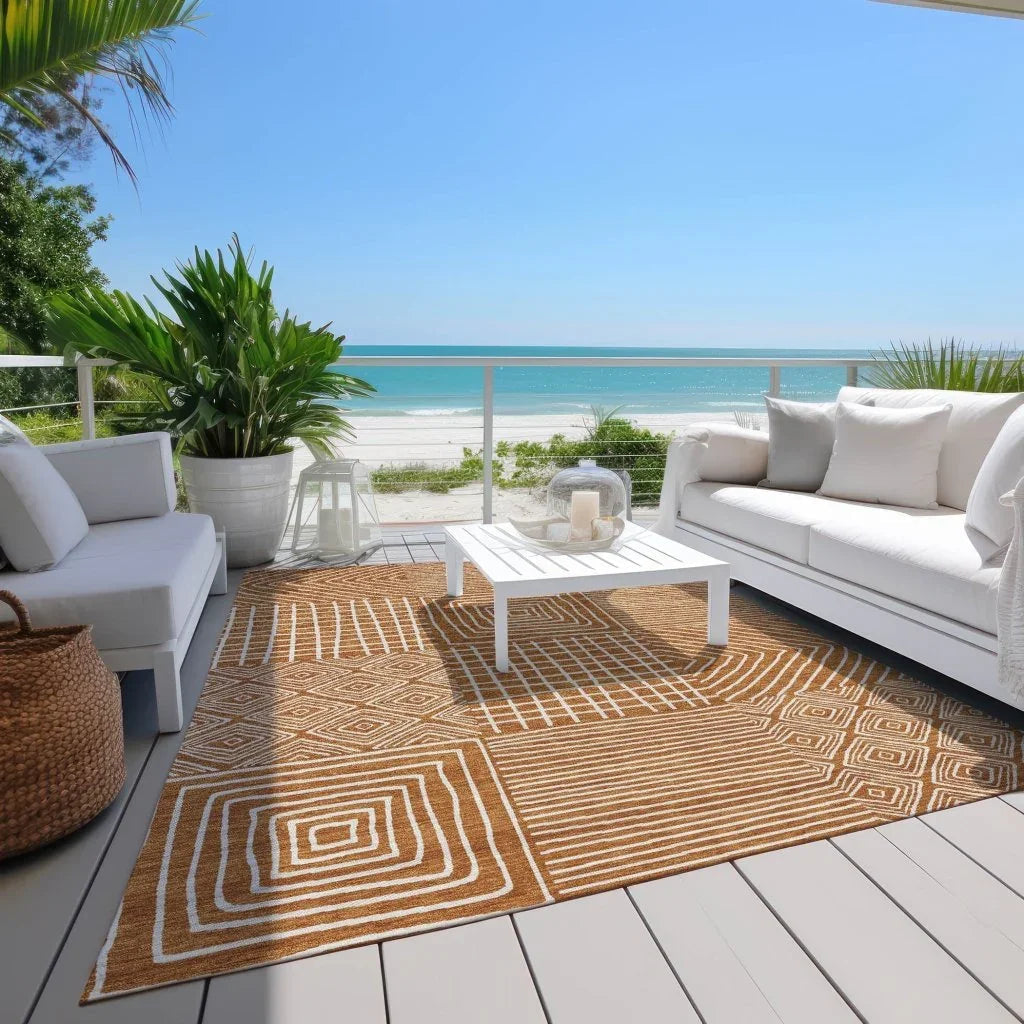 LOOMLAN Rugs Junia Orange Washable Indoor-Outdoor Rug