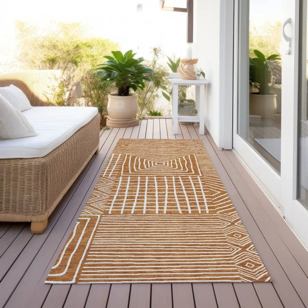 LOOMLAN Rugs Junia Orange Washable Indoor-Outdoor Rug