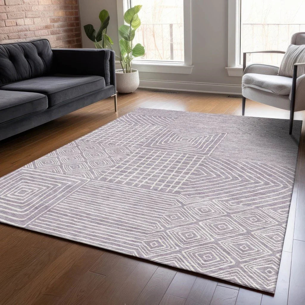 LOOMLAN Rugs Junia Purple Washable Indoor-Outdoor Rug