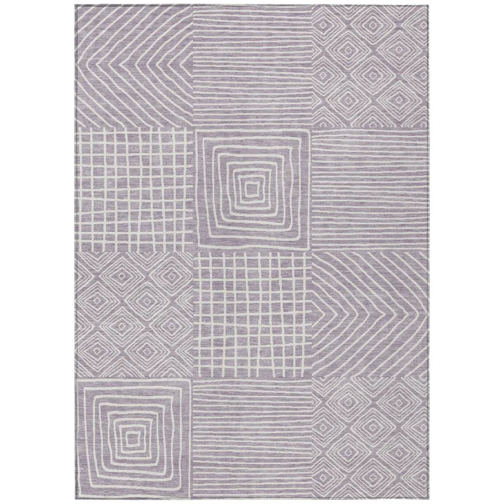 LOOMLAN Rugs Junia Purple Washable Indoor-Outdoor Rug