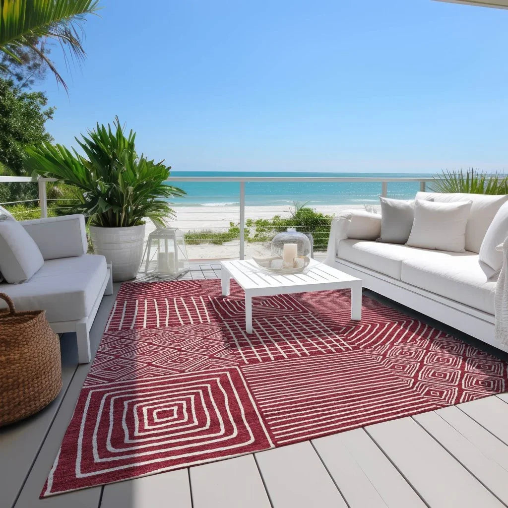 LOOMLAN Rugs Junia Red Washable Indoor-Outdoor Rug