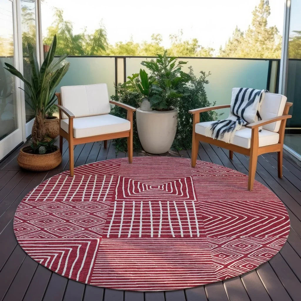 LOOMLAN Rugs Junia Red Washable Indoor-Outdoor Rug