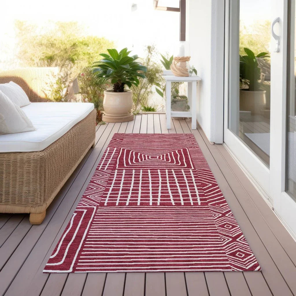 LOOMLAN Rugs Junia Red Washable Indoor-Outdoor Rug