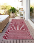LOOMLAN Rugs Junia Red Washable Indoor-Outdoor Rug