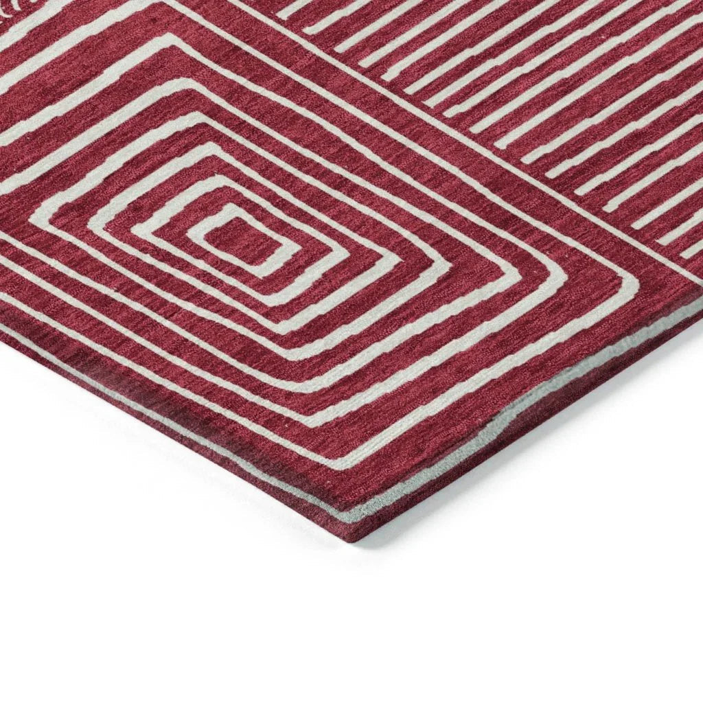 LOOMLAN Rugs Junia Red Washable Indoor-Outdoor Rug