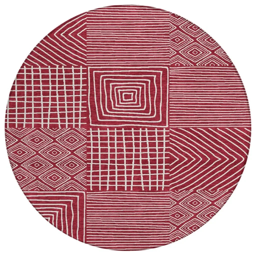 LOOMLAN Rugs Junia Red Washable Indoor-Outdoor Rug