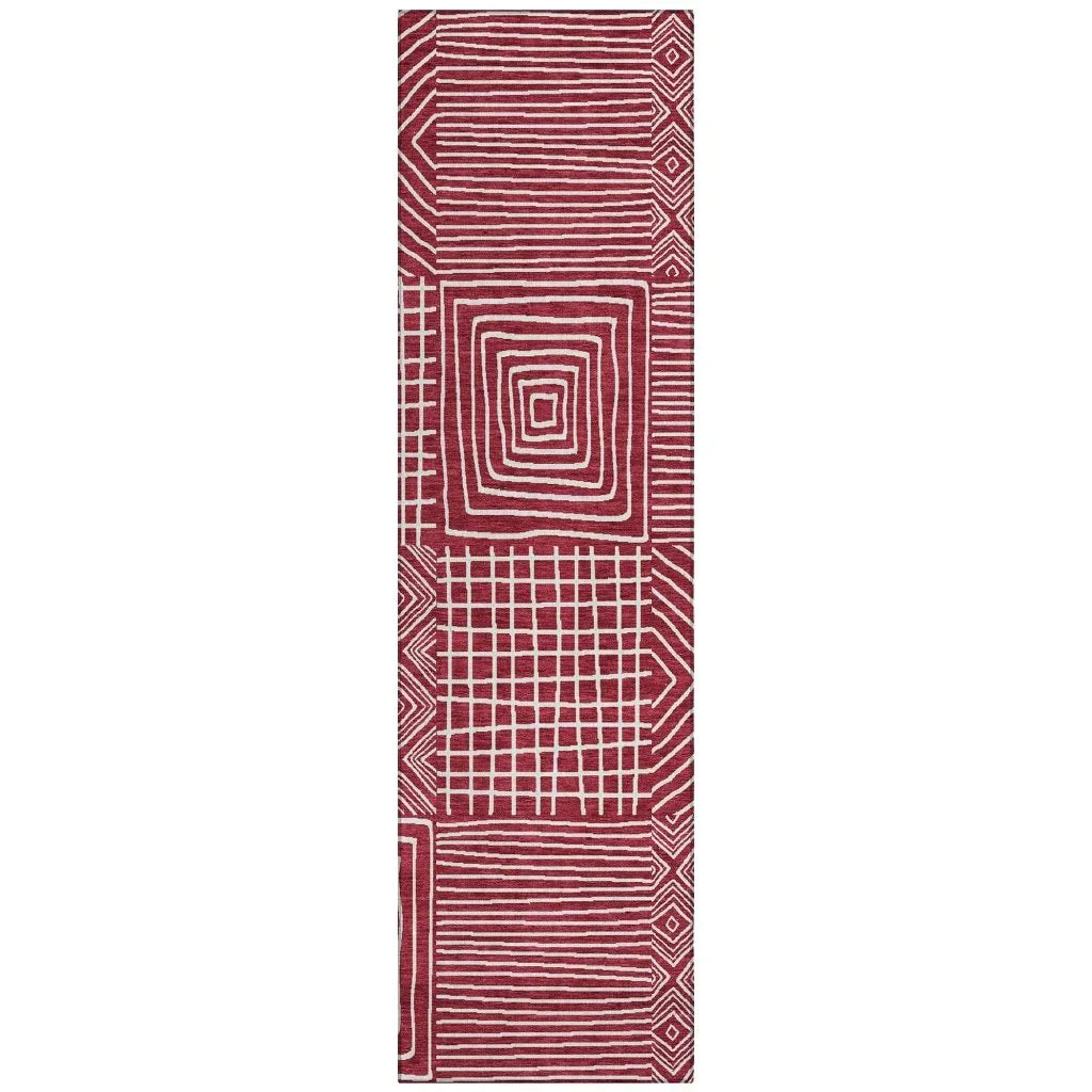 LOOMLAN Rugs Junia Red Washable Indoor-Outdoor Rug