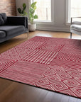 LOOMLAN Rugs Junia Red Washable Indoor-Outdoor Rug