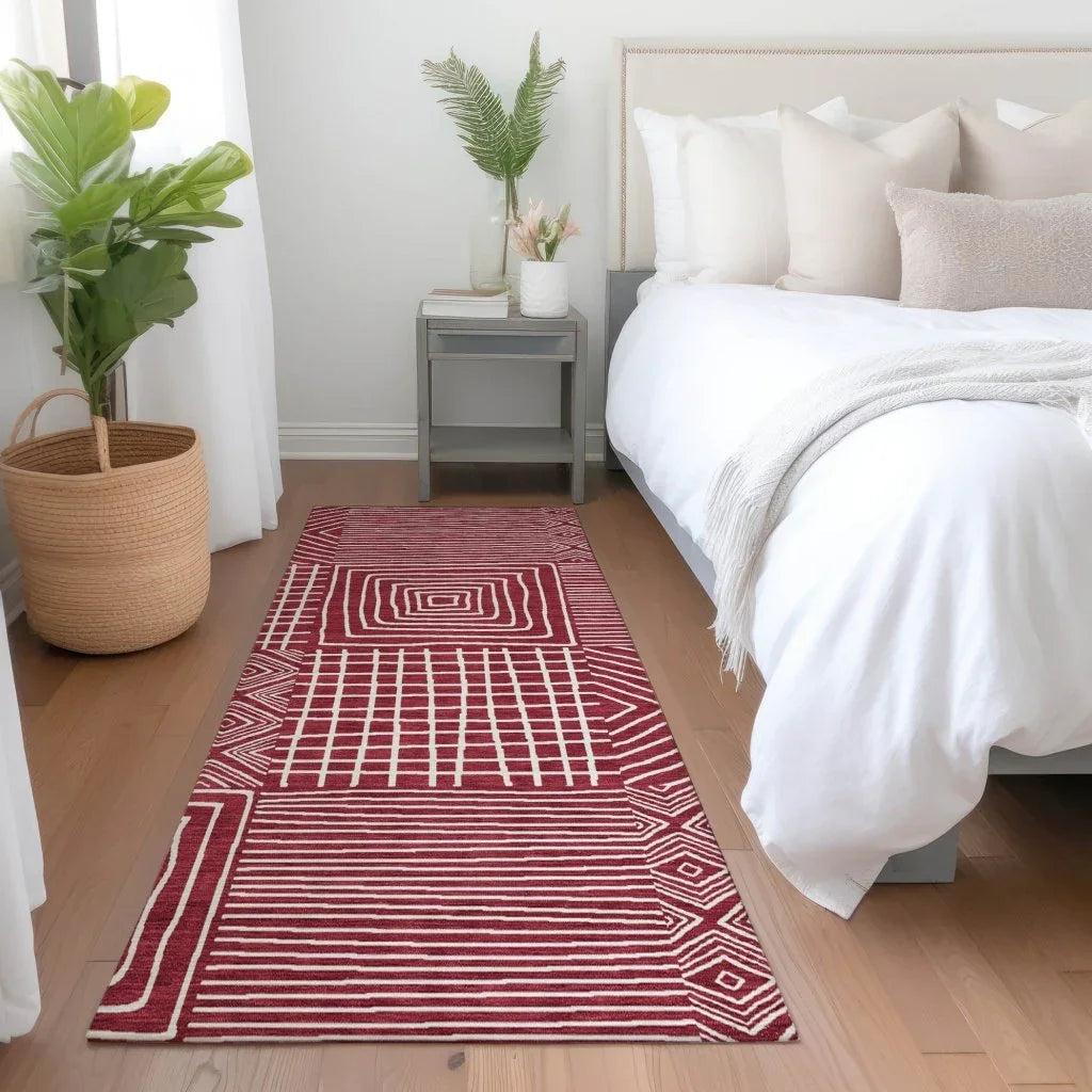 LOOMLAN Rugs Junia Red Washable Indoor-Outdoor Rug