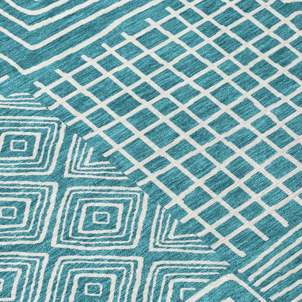 LOOMLAN Rugs Junia Teal Washable Indoor-Outdoor Rug