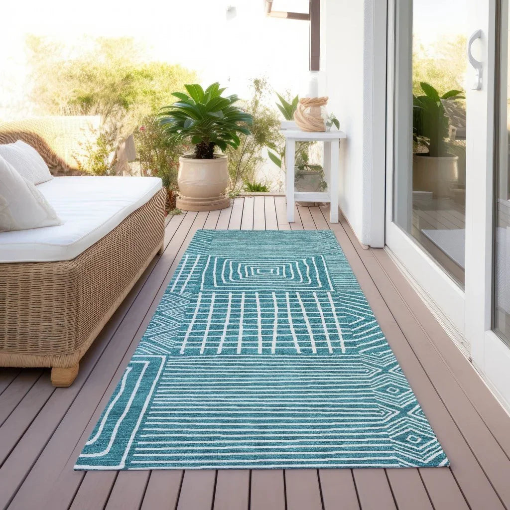 LOOMLAN Rugs Junia Teal Washable Indoor-Outdoor Rug