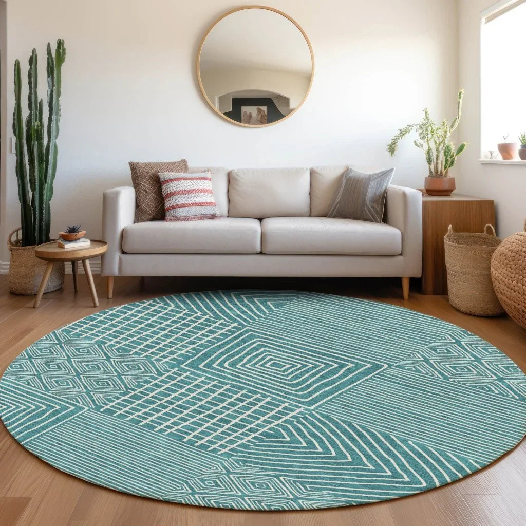 LOOMLAN Rugs Junia Teal Washable Indoor-Outdoor Rug