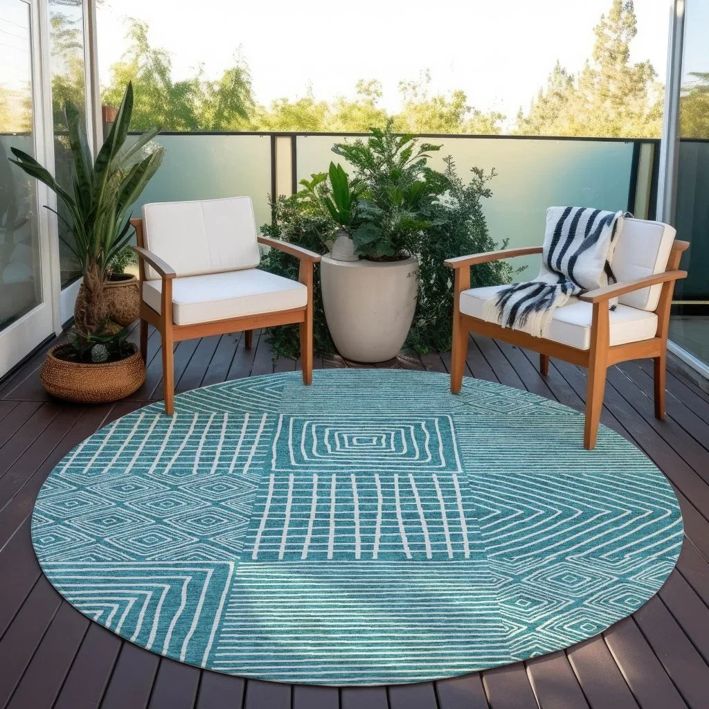 LOOMLAN Rugs Junia Teal Washable Indoor-Outdoor Rug