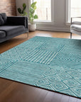 LOOMLAN Rugs Junia Teal Washable Indoor-Outdoor Rug