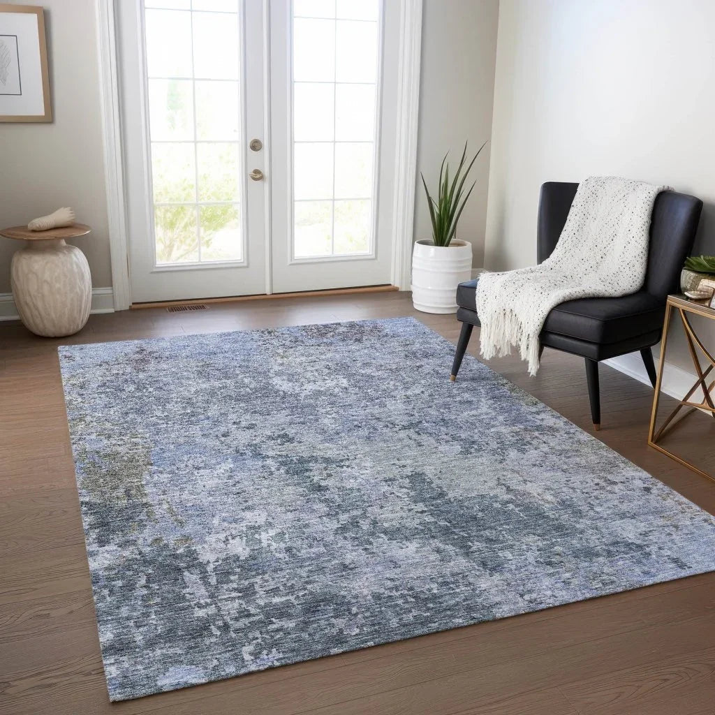 LOOMLAN Rugs Kairi Blue Washable Indoor-Outdoor Rug