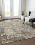 LOOMLAN Rugs Kairi Brown Washable Indoor-Outdoor Rug