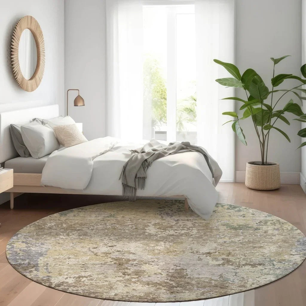 LOOMLAN Rugs Kairi Brown Washable Indoor-Outdoor Rug