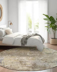 LOOMLAN Rugs Kairi Brown Washable Indoor-Outdoor Rug
