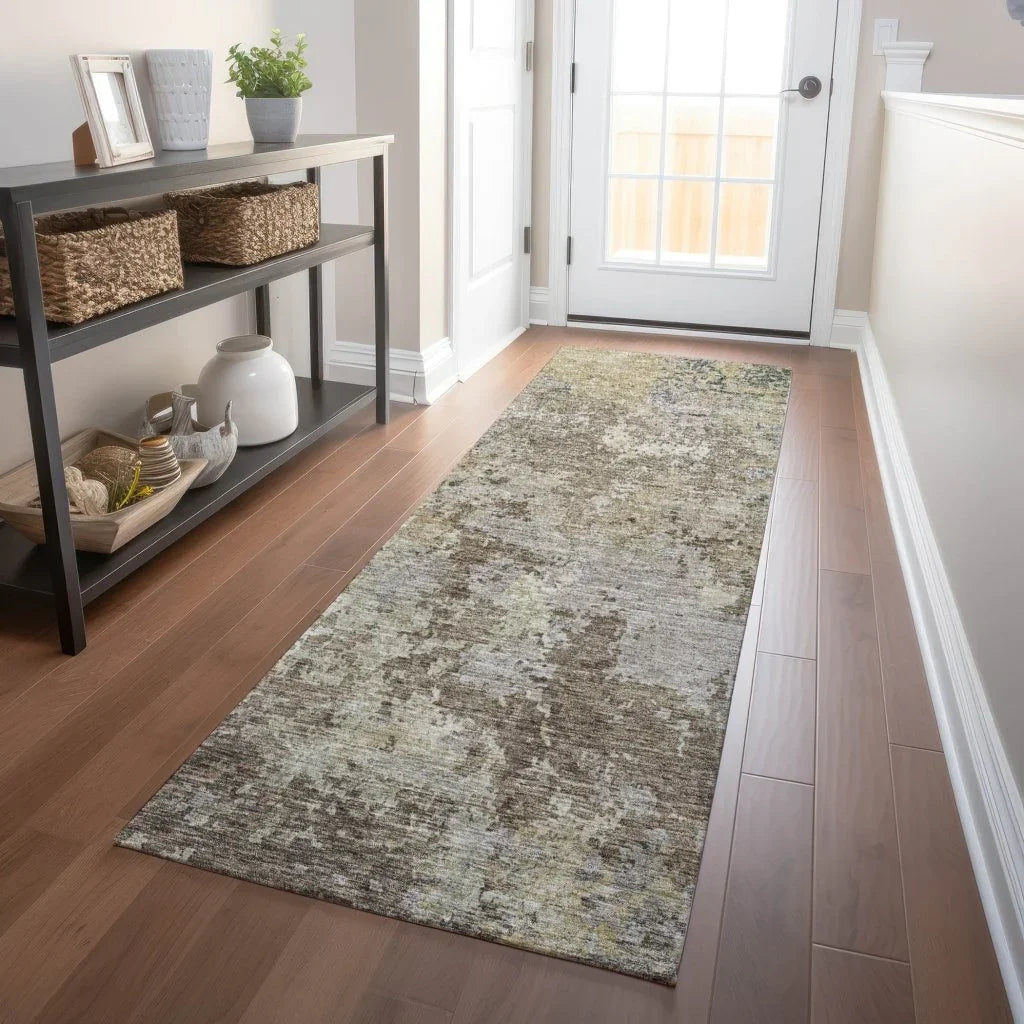 LOOMLAN Rugs Kairi Brown Washable Indoor-Outdoor Rug