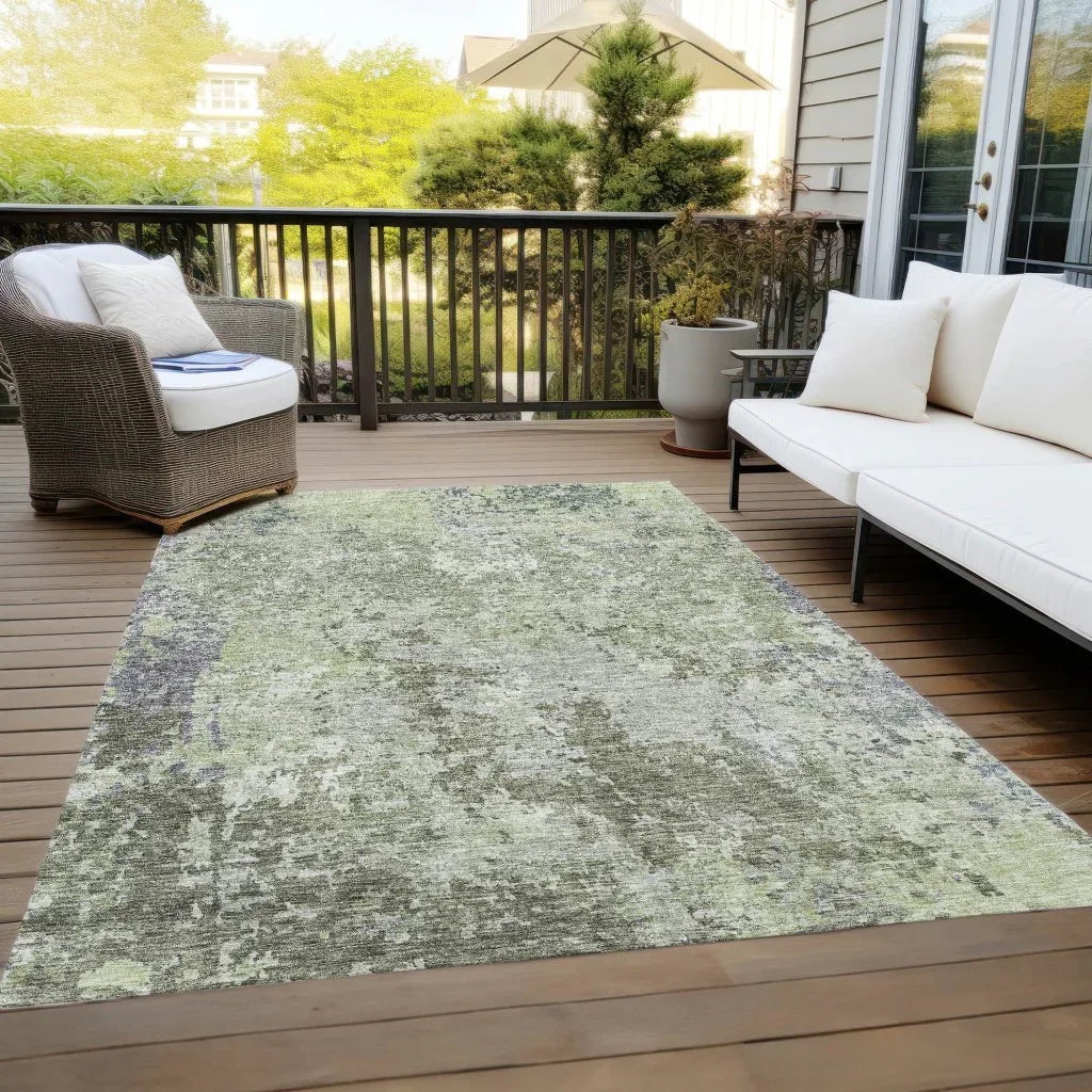 LOOMLAN Rugs Kairi Green Washable Indoor-Outdoor Rug