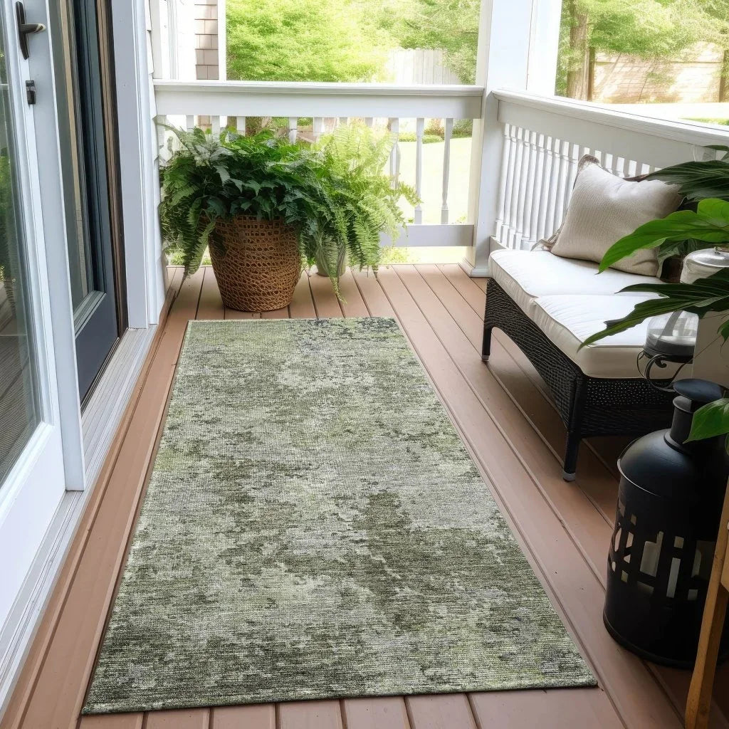LOOMLAN Rugs Kairi Green Washable Indoor-Outdoor Rug