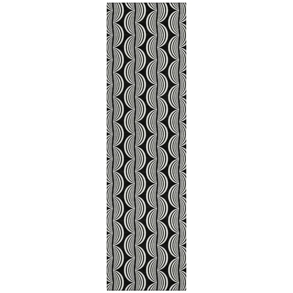 LOOMLAN Rugs Kairova Black Washable Indoor-Outdoor Rug
