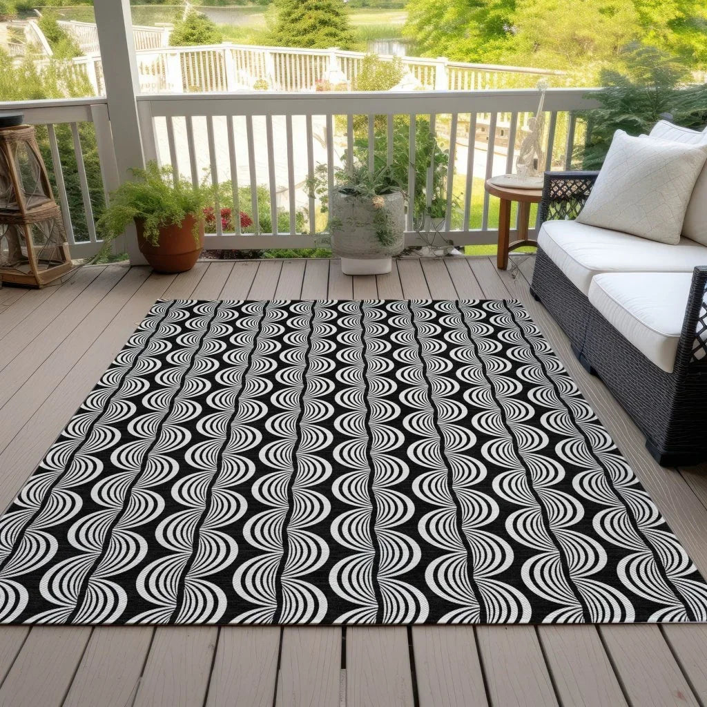 LOOMLAN Rugs Kairova Black Washable Indoor-Outdoor Rug
