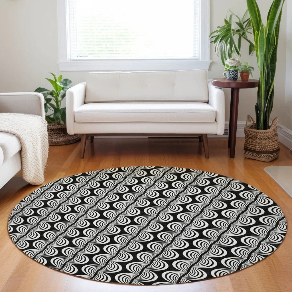 LOOMLAN Rugs Kairova Black Washable Indoor-Outdoor Rug