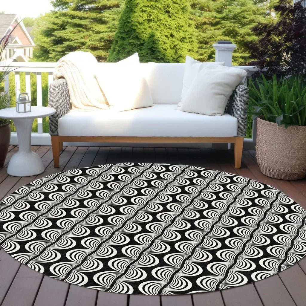 LOOMLAN Rugs Kairova Black Washable Indoor-Outdoor Rug