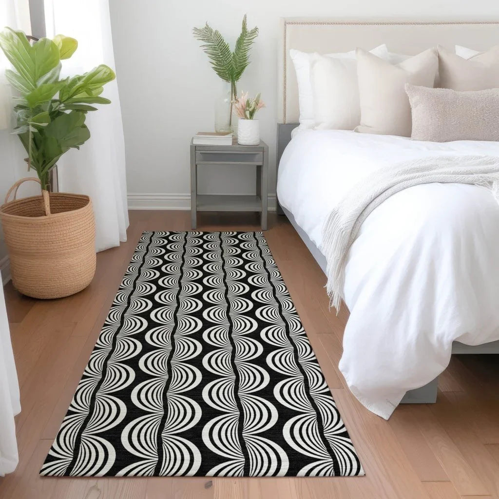 LOOMLAN Rugs Kairova Black Washable Indoor-Outdoor Rug