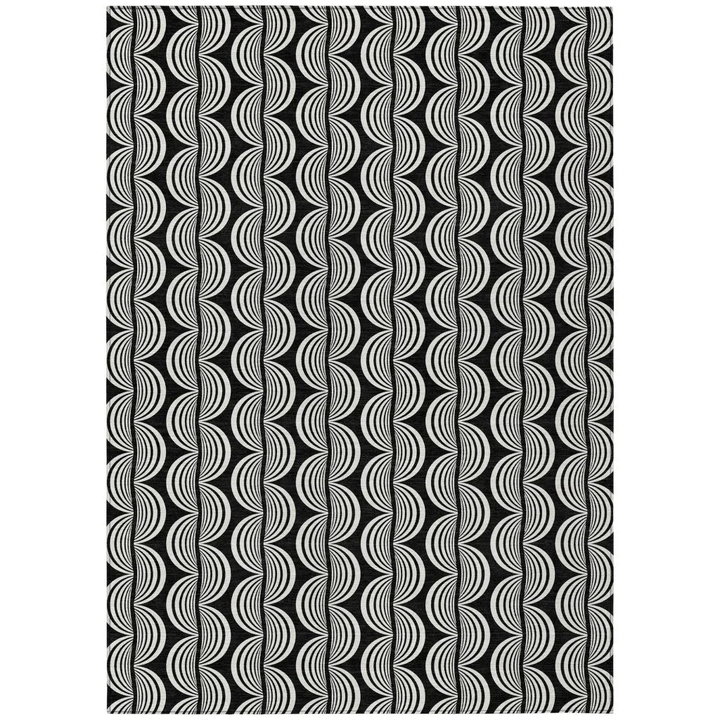 LOOMLAN Rugs Kairova Black Washable Indoor-Outdoor Rug