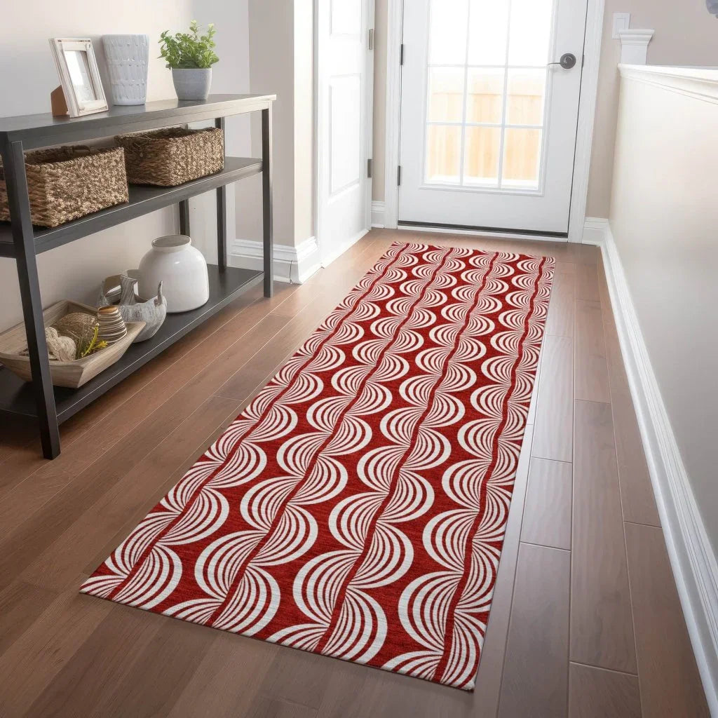 LOOMLAN Rugs Kairova Red Washable Indoor-Outdoor Rug
