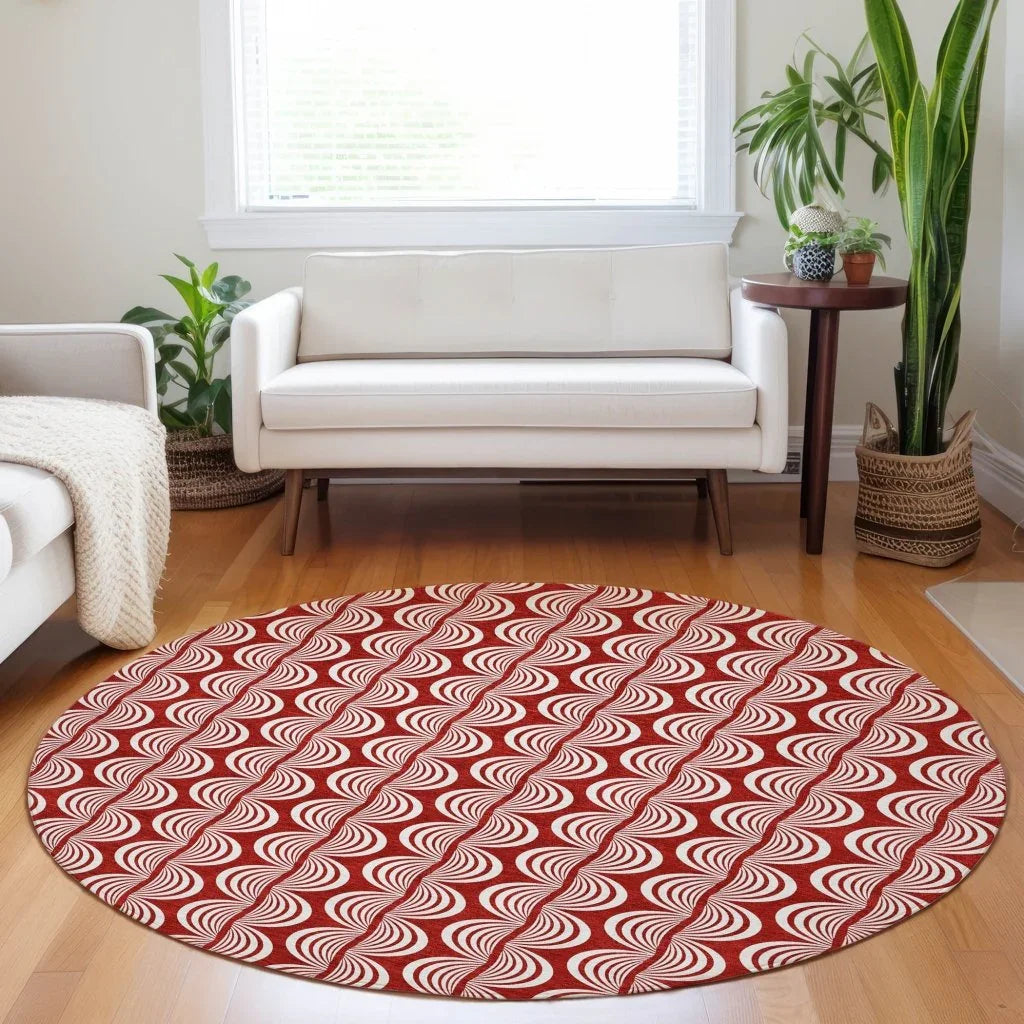 LOOMLAN Rugs Kairova Red Washable Indoor-Outdoor Rug