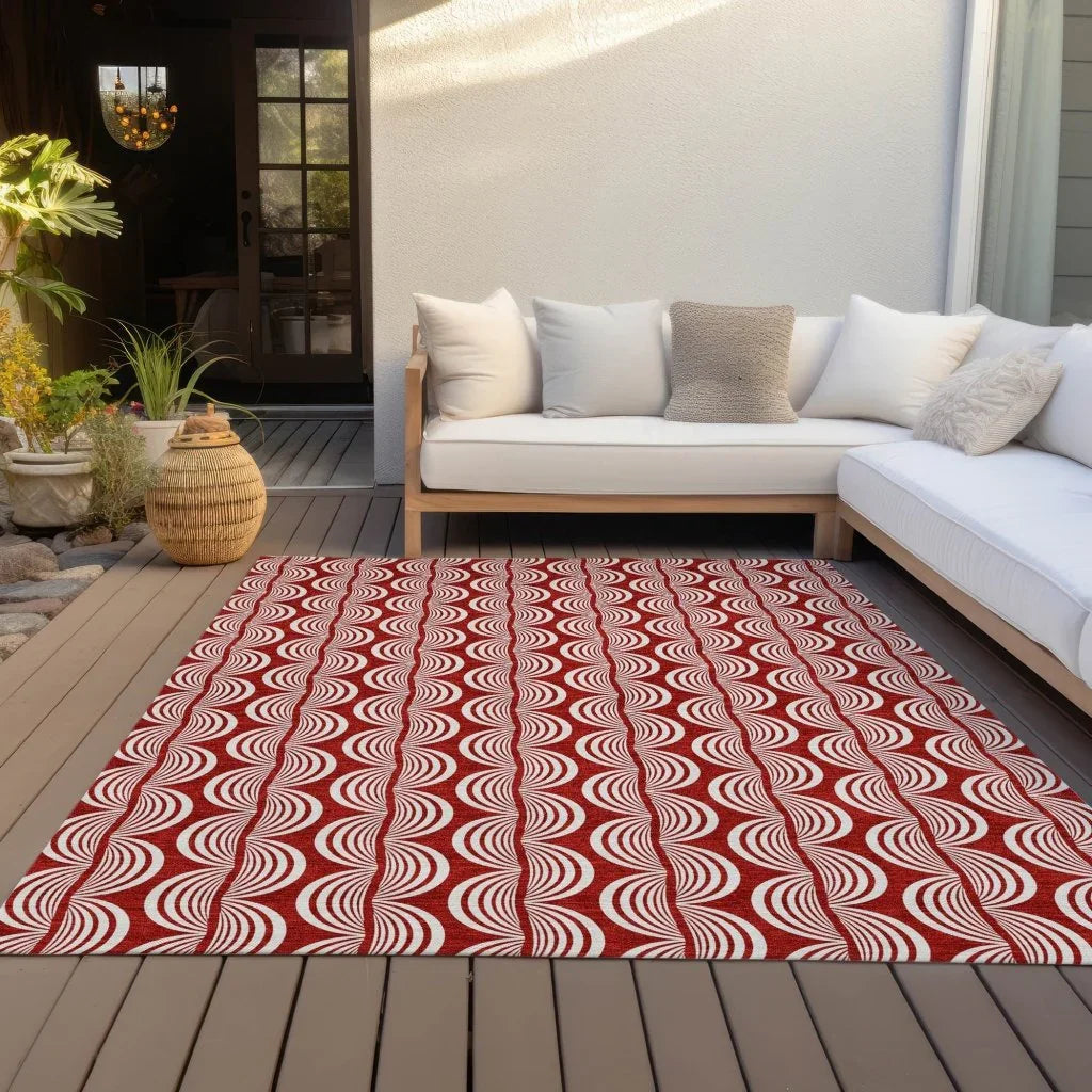LOOMLAN Rugs Kairova Red Washable Indoor-Outdoor Rug