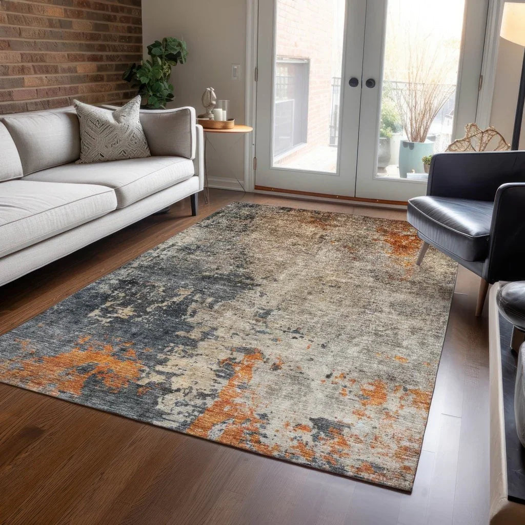 LOOMLAN Rugs Karima Brown Washable Indoor-Outdoor Rug